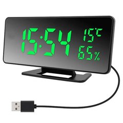 Часы сетевые VST-888Y-4, зеленые, температура, влажность, USB, 7986 - фото товара