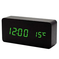 Часы сетевые VST-862-4 зеленые, (корпус черный) температура, USB, 8429 - фото товара