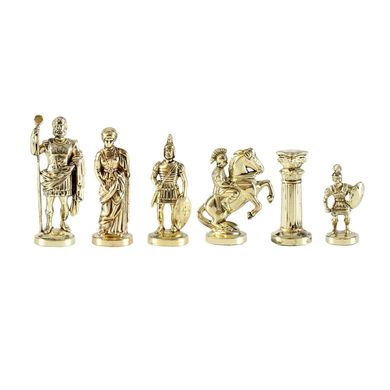 S11TIR шахи "Manopoulos", "Греко-римські", латунь, у дерев'яному футлярі, бірюзовий, 44х44см, 7,4 кг, S11TIR - фото товару