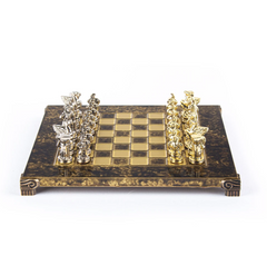 S16BRO шахматы "Manopoulos", "Спартанский воин", латунь, в деревянном футляре, коричневые, фигуры золото/серебро, 28х28см, 3,4 кг, S16BRO - фото товара