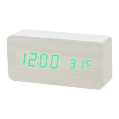 Часы сетевые VST-862-4 зеленые, (корпус белый) температура, USB, 8399 - фото товара