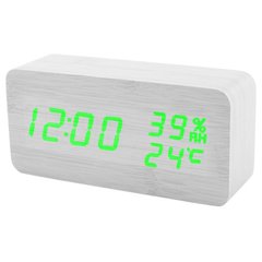 Часы сетевые VST-862S-4 зеленые, (корпус белый) температура, влажность, USB, 8401 - фото товара
