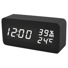 Часы сетевые VST-862S-6 белые, (корпус черный) температура, влажность, USB, 5961 - фото товара