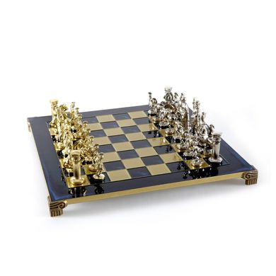 S11BLU шахи "Manopoulos", "Греко-римські", латунь, у дерев'яному футлярі, сині, 44х44см, 7,4 кг, S11BLU - фото товару