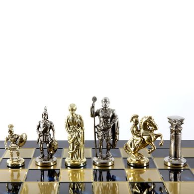 S11BLU шахматы "Manopoulos", "Греко-римские", латунь, в деревянном футляре, синие, 44х44см, 7,4 кг, S11BLU - фото товара