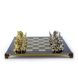 S11BLU шахматы "Manopoulos", "Греко-римские", латунь, в деревянном футляре, синие, 44х44см, 7,4 кг