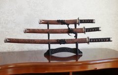 Набор из трёх самурайских мечей на подставке, K89310000O1252434642 - фото товара