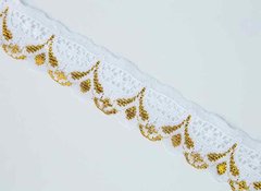 Кружевная лента 1501 92 м Цвет Белый с золотым, LRS-1501-Gold - фото товара