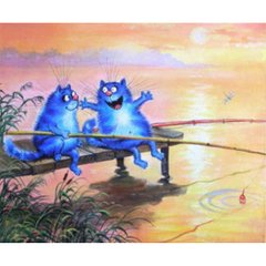 Раскраска по номерам 30*40см "Коты на рыбалке" OPP (холст на раме краски+кисти), K2748520OO1100EKTL_O - фото товару
