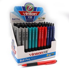 Ручка кулькова автомат "Vinson" синя, грип, кругла, mix, 60шт/етик., K2745483OO505 - фото товару