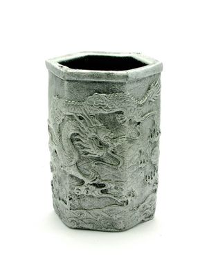Подставка для ручек "Драконы" серебро (11х7х8 см), K327107 - фото товара