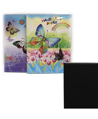 Скретчбук с радужн лист покр черной краск "Бабочки"+палочка Р10 21*28см, mix,1шт/этик., K2747466OO9320DSCN-B - фото товара