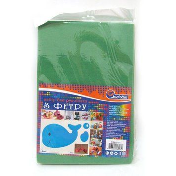 Фетр SOFT 400GSM 2,2 мм "Зелений" 10PC/OPP A4, K2733997OO400SQ014 - фото товару