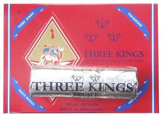 Уголь для кальяна таблетированный «Три короля» (диаметр 40 мм), три короля  (40мм) - фото товара