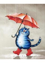 Розмальовка за номерами 40*50см "Кіт з парасолькою" OPP (полотно на рамі фарби+кисті), K2747888OO3097RA_O - фото товару