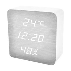 Часы сетевые VST-872S-6 белые (корпус белый), температура, влажность, USB, SL8425 - фото товара
