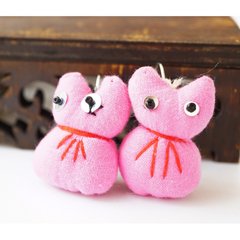 Сережки ганчірні Кішка рожева, K89080444O1807716012 - фото товару