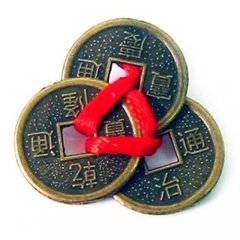 Монети (3 шт) (2см) в гаманець темні червона стрічка (100 шт / уп), K320241 - фото товару