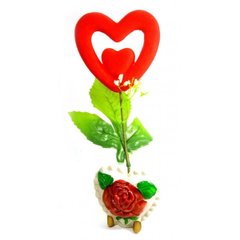 Ваза троянда керамічна з сердечком (22х9х5,5 см), K323955 - фото товару