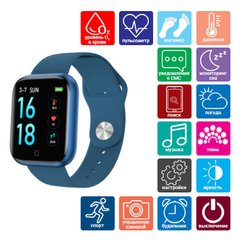 Smart Watch T80S, два браслета, температура тіла, тиск, оксиметр, blue, SL7667 - фото товару