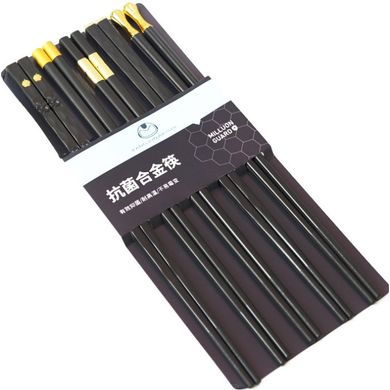 Палочки для еды "KangJu" набор 5 пар Чёрные с золотом Пластик, K89220183O1807717172 - фото товара