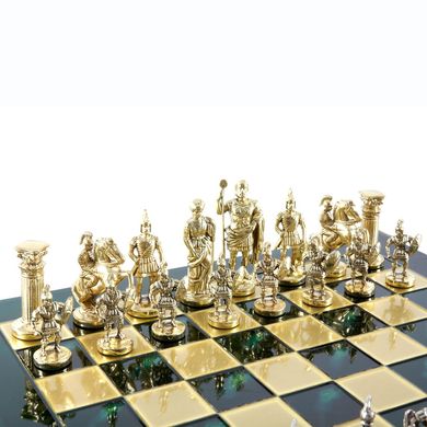 S11GRE шахи "Manopoulos", "Греко-римські", латунь, у дерев'яному футлярі, зелені, 44х44см, 7,4 кг, S11GRE - фото товару