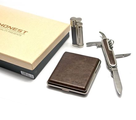 Подарочный набор (Зажигалка, портсигар, нож)(BCG11-310), K326375 - фото товара