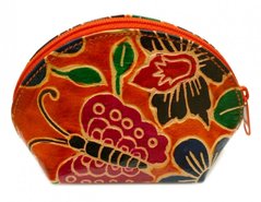 Кошелёк кожаный на змейке "Бабочки" Оранжевый, K89040000O362837173 - фото товара
