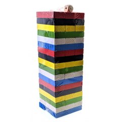 Гра настільна "Дженга" кольорова з кубиком (54 бруска) (22х7,5х7,5 см), K332374 - фото товару
