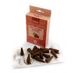Nag Champa & Rose Premium Incense Cones (Наг Чампа та Троянда) (Tulasi) Конуси, K334384 - фото товару