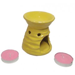 Аромалампа керамическая ,подарочный набор лимонная (13х8х7,5 см), K332025 - фото товару