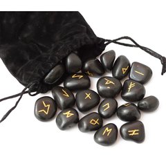 Набір РУН для ворожіння з натуральних каменів у мішечку Rune-009 Чорний Агат, K89170185O1807717080 - фото товару