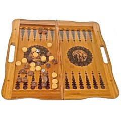 Нарды с шахматами бамбуковые "Баку" (40х21х3.8 см), K334178 - фото товара