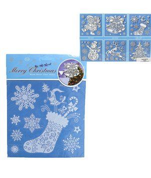 Наклейки для вікон "Christmas"гліттер,18*23см, mix, 1шт/етик., K2741965OO0678DSCN - фото товару