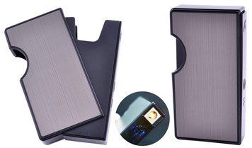 Портсигар + USB запальничка на 10 цигарок (Спіраль розжарювання) №HL-154 Black, №HL-154 Black - фото товару