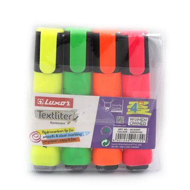 Набор текстовыделителей неон "Luxor" "Textliter" 1-4,5мм набор 4шт.PVC желт/зел/оранж/роз, K2744055OO4010_ - фото товара
