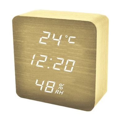 Часы сетевые VST-872S-6 белые (корпус желтый), температура, влажность, USB, SL8404 - фото товара