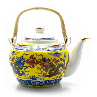 Чайник фарфор с бамбуковой ручкой (750мл.)(TPR1007-6) "Драконы" (24 шт. в ящ.), K323134 - фото товара
