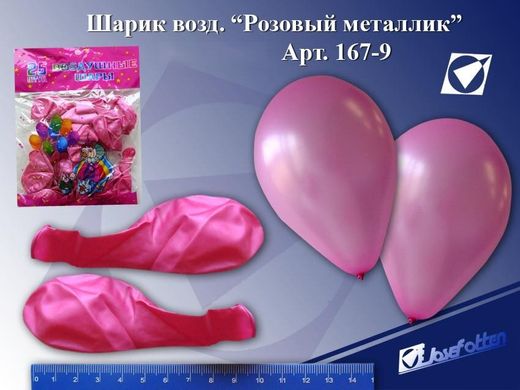 Воздушные шары 10" "металлик Розовый"(100pcs/уп.), K2702394OO167-9 - фото товара
