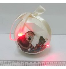 Кулі новорічні білий глітер+глянц."Дід Мороз з подарунками"5 LED 100MM 1PCS, K2721714OO100001S-J - фото товару