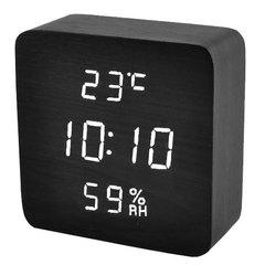 Часы сетевые VST-872S-6 белые (корпус черный), температура, влажность, USB, SL8424 - фото товара