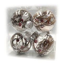 Елочные шары с наполнением "Ягоды" D8см, 4шт, PVC, 1шт/этик., K2747340OO8PET4-E77 - фото товара