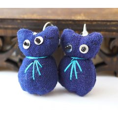 Сережки ганчірні Кішка синя, K89080444O1807716014 - фото товару