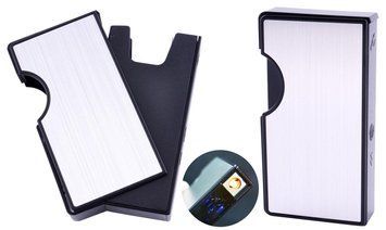 Портсигар + USB запальничка на 10 цигарок (Спіраль розжарювання) №HL-154 Silver, №HL-154 Silver - фото товару