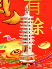 Пагода 9 ярусів силумін в срібному кольорі, K89180001O838133608 - фото товару