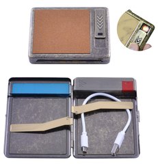 Портсигар подарунковий з USB запальничкою (Спіраль розжарювання, 20 сигарет) №HL-8001-3, №HL-8001-3 - фото товару