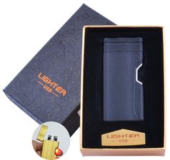 Електроімпульсна запальничка в подарунковій упаковці Lighter (Подвійна блискавка, USB) №HL-38 Black, №HL-38 Black - фото товару