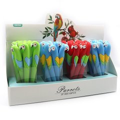 Ручка детская силиконовая с игрушкой"Попугай"гель, синяя, mix, 48шт/этик., K2745424OO7872IMG - фото товара