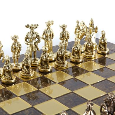 S12CBRO шахи "Manopoulos", "Мушкетери", латунь, у дерев'яному футлярі, коричневі, 44х44см, 8,4 кг, S12CBRO - фото товару