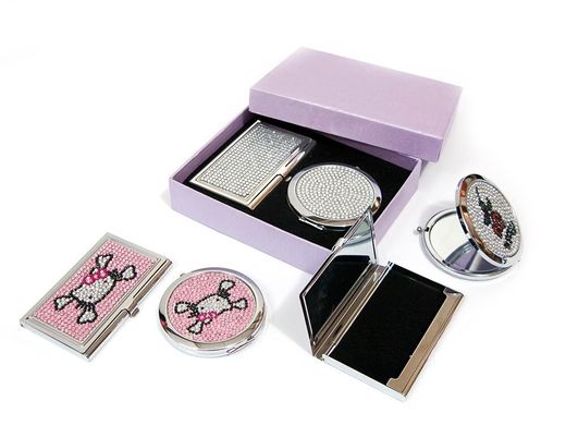 Подарочный набор зеркальце с визитницей "Стразы" (15,5х12,5х3,5 см), K324033 - фото товара